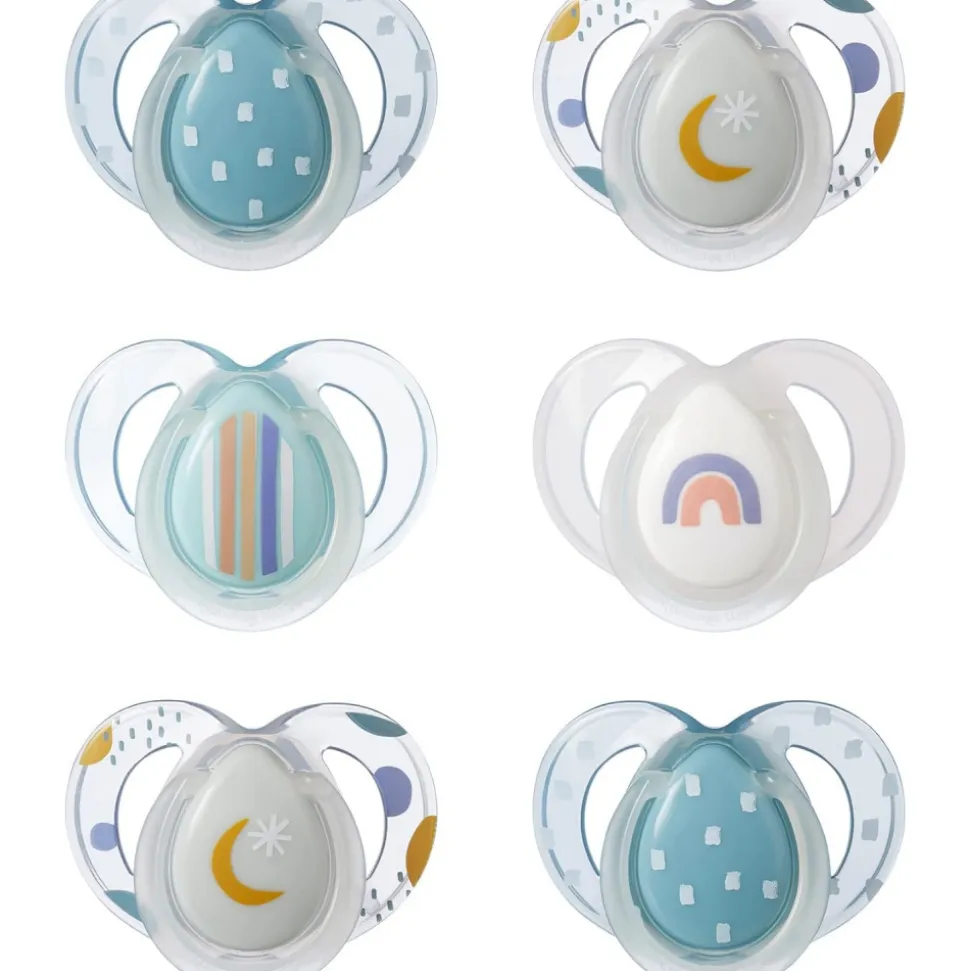 Lot de 6 sucettes nuit closer to nature classique 6-18 mois garçon