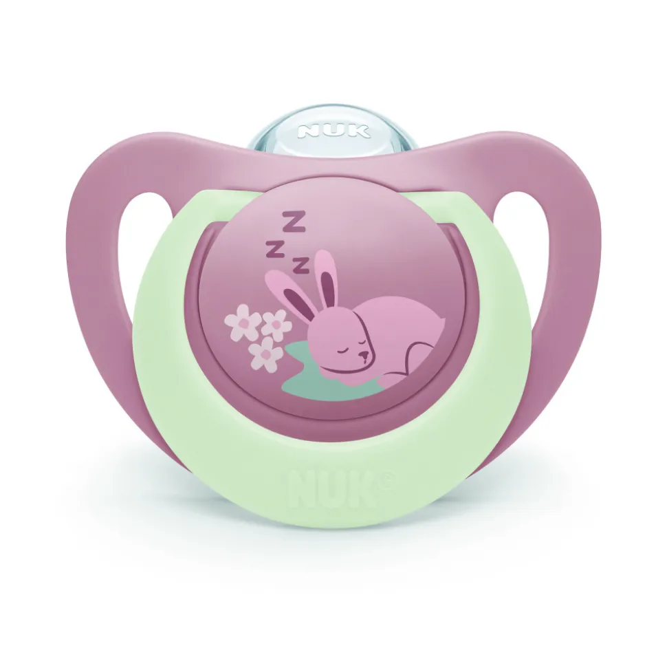 Lot de 2 sucettes nuit phosphorescentes first choice 18-36 mois lapin/mouton