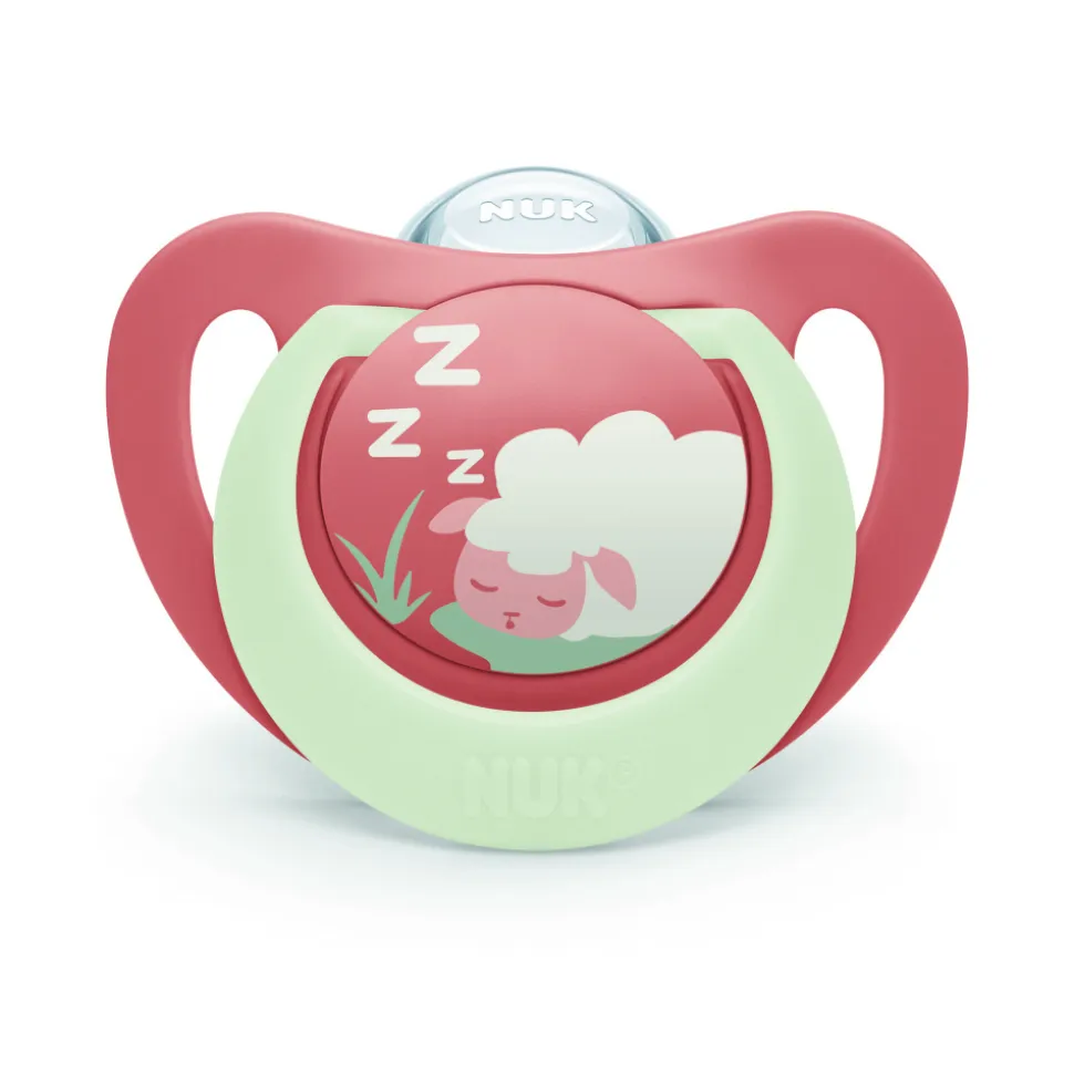 Lot de 2 sucettes nuit phosphorescentes first choice 18-36 mois lapin/mouton