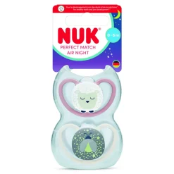 Lot de 2 sucettes perfect match air nuit 0-6 mois mouton