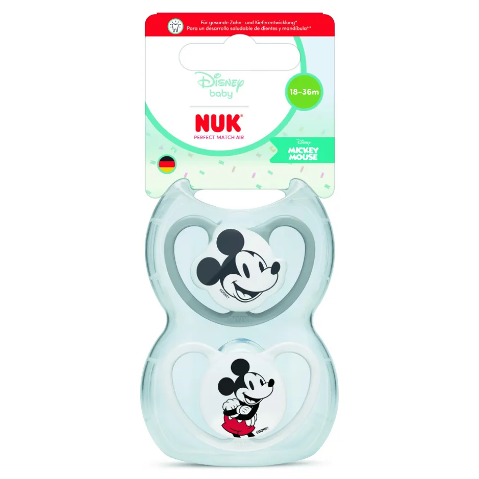 Lot de 2 sucettes perfect match air 18-36 mois mickey
