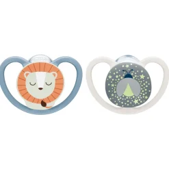 Lot de 2 sucettes perfect match air nuit 0-6 mois lion