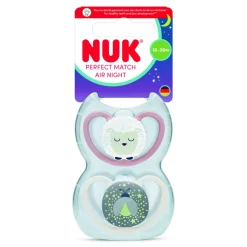 Lot de 2 sucettes perfect match air nuit 18-36 mois mouton