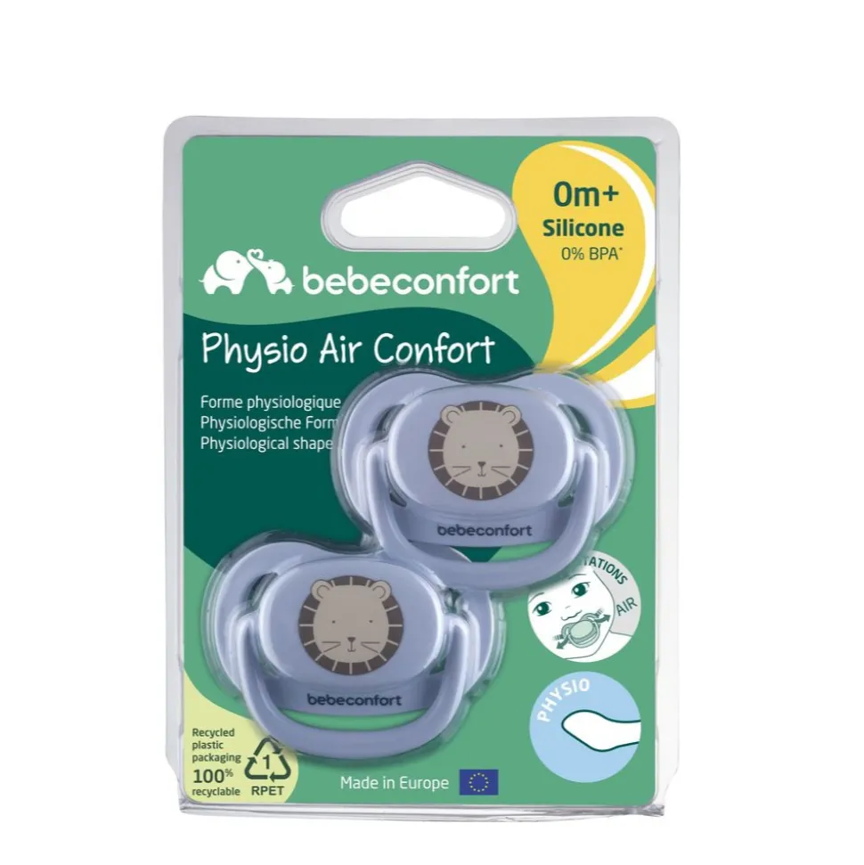 Lot de 2 sucettes physiologiques air confort 0-6 mois light blue