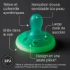 Lot de 4 sucettes silicone bébé 6-18 mois phosphorescentes