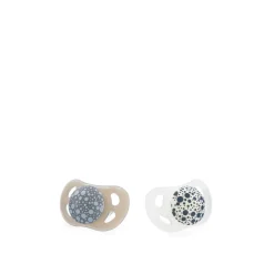 Lot de 2 sucettes silicone 0-6m gris et blanc