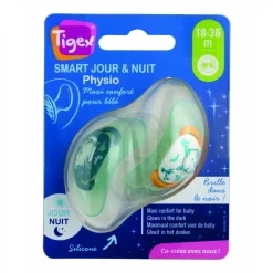 Lot de 2 sucettes smart jour et nuit silicone 18-36mois
