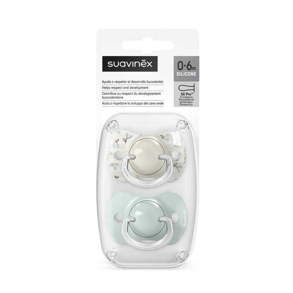 Lot de 2 sucettes symétriques sx pro birdies 0-6 mois vert