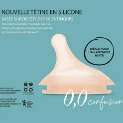 Lot de 2 tétines anti-colique pour biberon zerø.zerø débit rapide fair