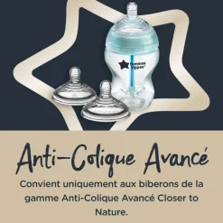 Lot de 2 tétines anti-coliques avancé débit moyen 3 mois et +