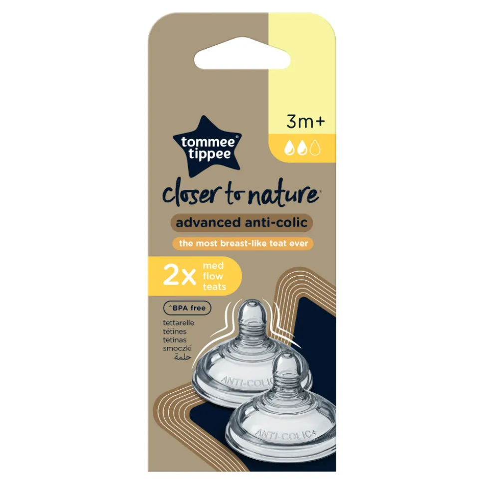Lot de 2 tétines anti-coliques avancé débit moyen 3 mois et +