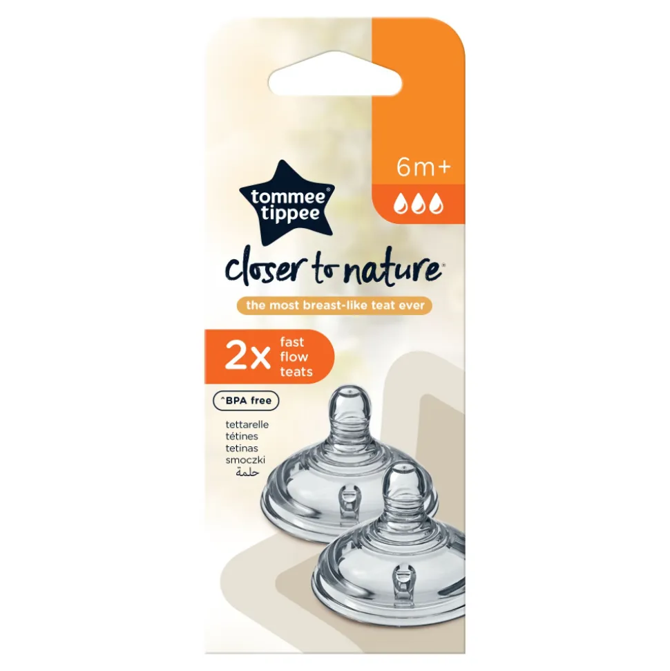 Lot de 2 tétines easi-vent debit rapide tommee tippee 6 mois +
