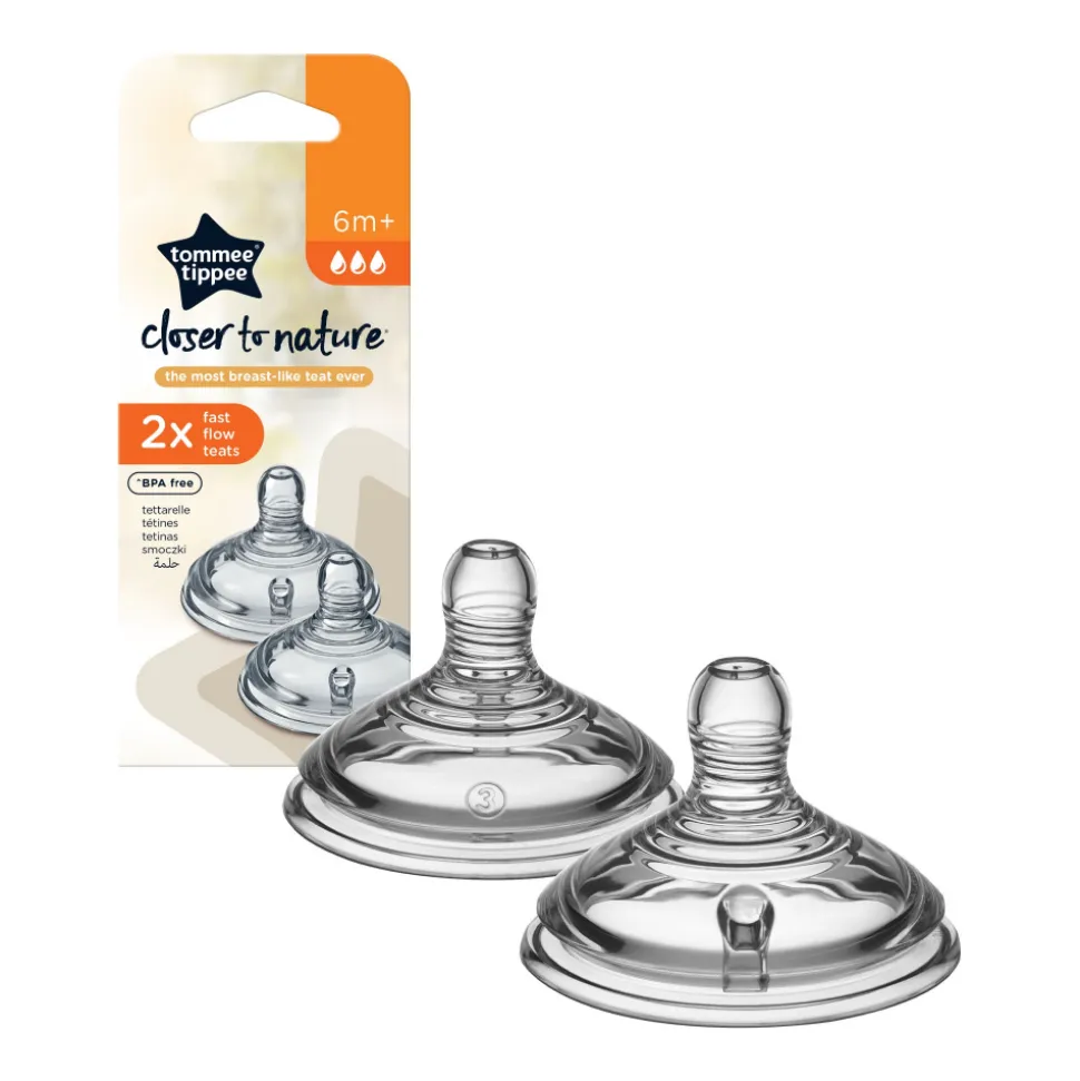 Lot de 2 tétines easi-vent debit rapide tommee tippee 6 mois +