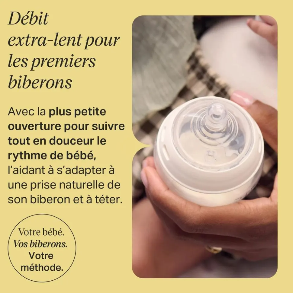 Lot de 2 tétines pour biberon natural start clear débit extra-lent naissance