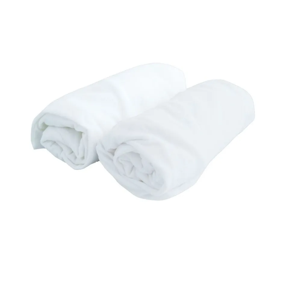 Lot 2 draps-housses jersey 60x120 cm blanc / blanc