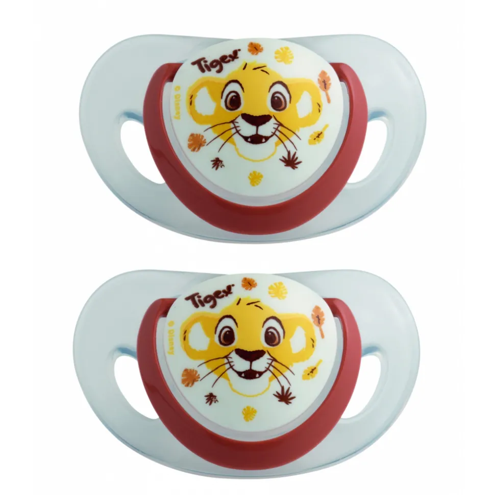 Lot 2 sucettes physiologiques silicone 6-18m le roi lion