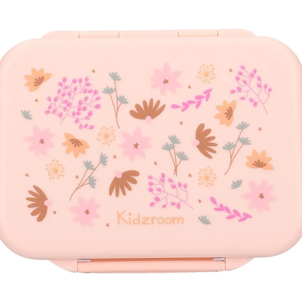 Lunch box inox 2 compartiments fleurs rose