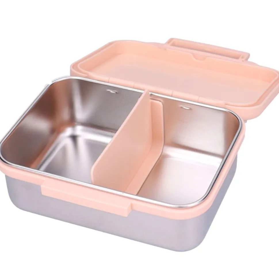 Lunch box inox 2 compartiments fleurs rose