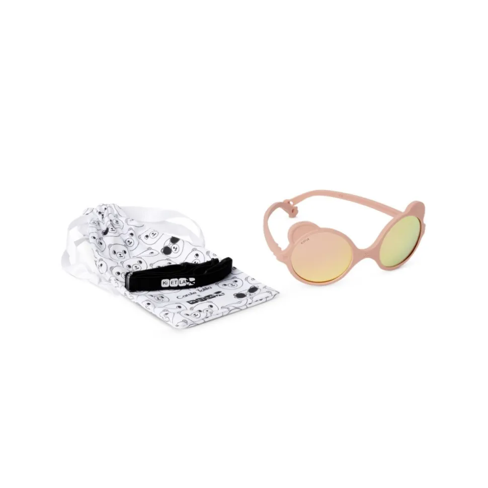 Lunettes de soleil bébé 1-2 ans ourson rose pêche