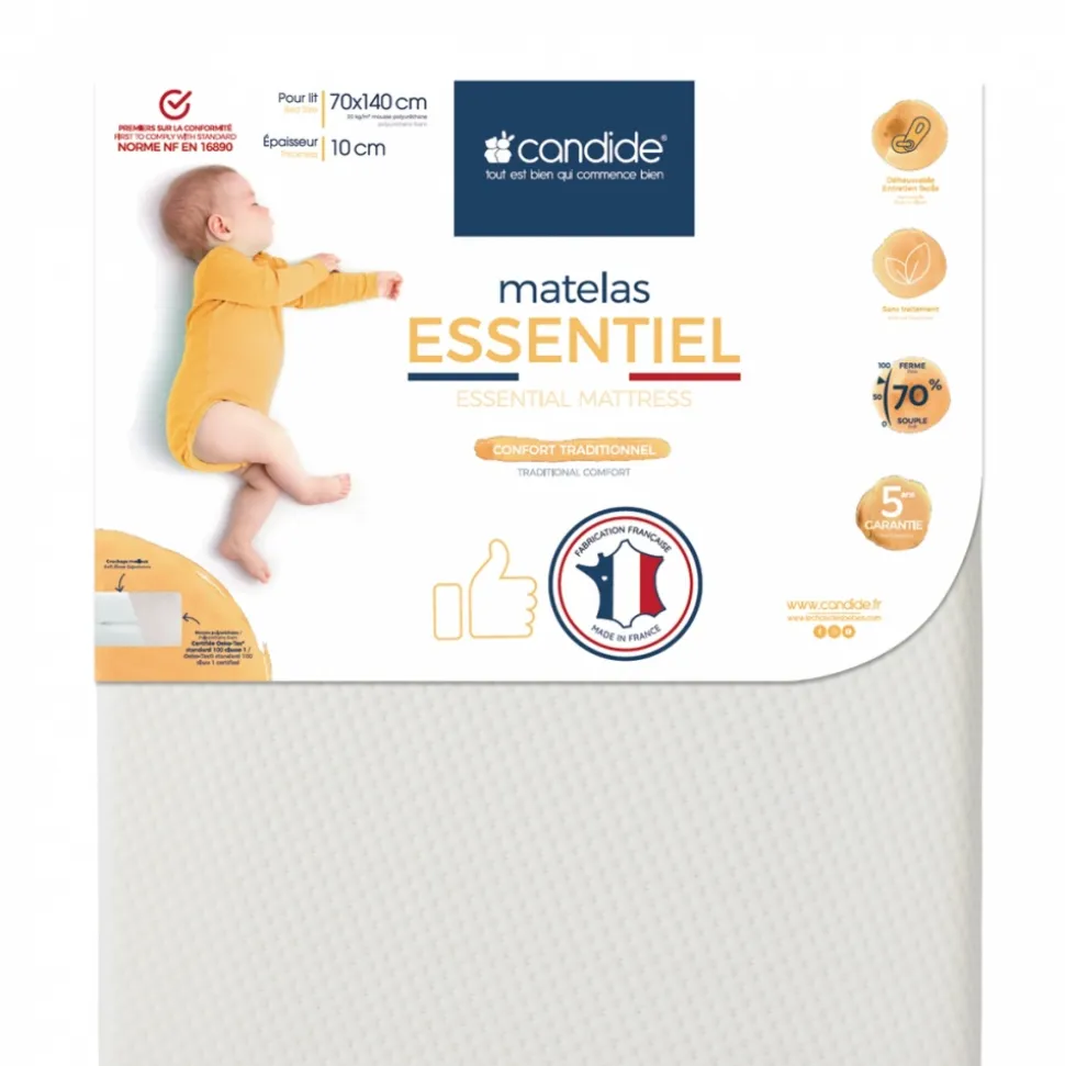 Matelas bébé essentiel déhoussable 70 x 140 cm