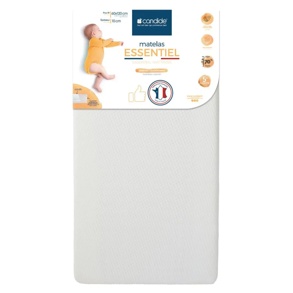 Matelas bébé essentiel déhoussable 60 x 120 cm