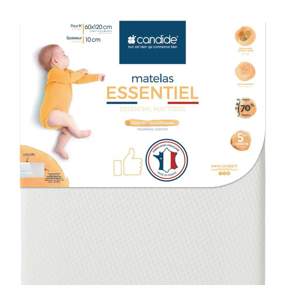 Matelas bébé essentiel déhoussable 60 x 120 cm