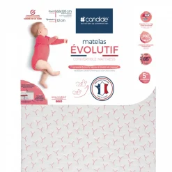 Matelas bébé évolutif déhoussable 60 x 120 cm