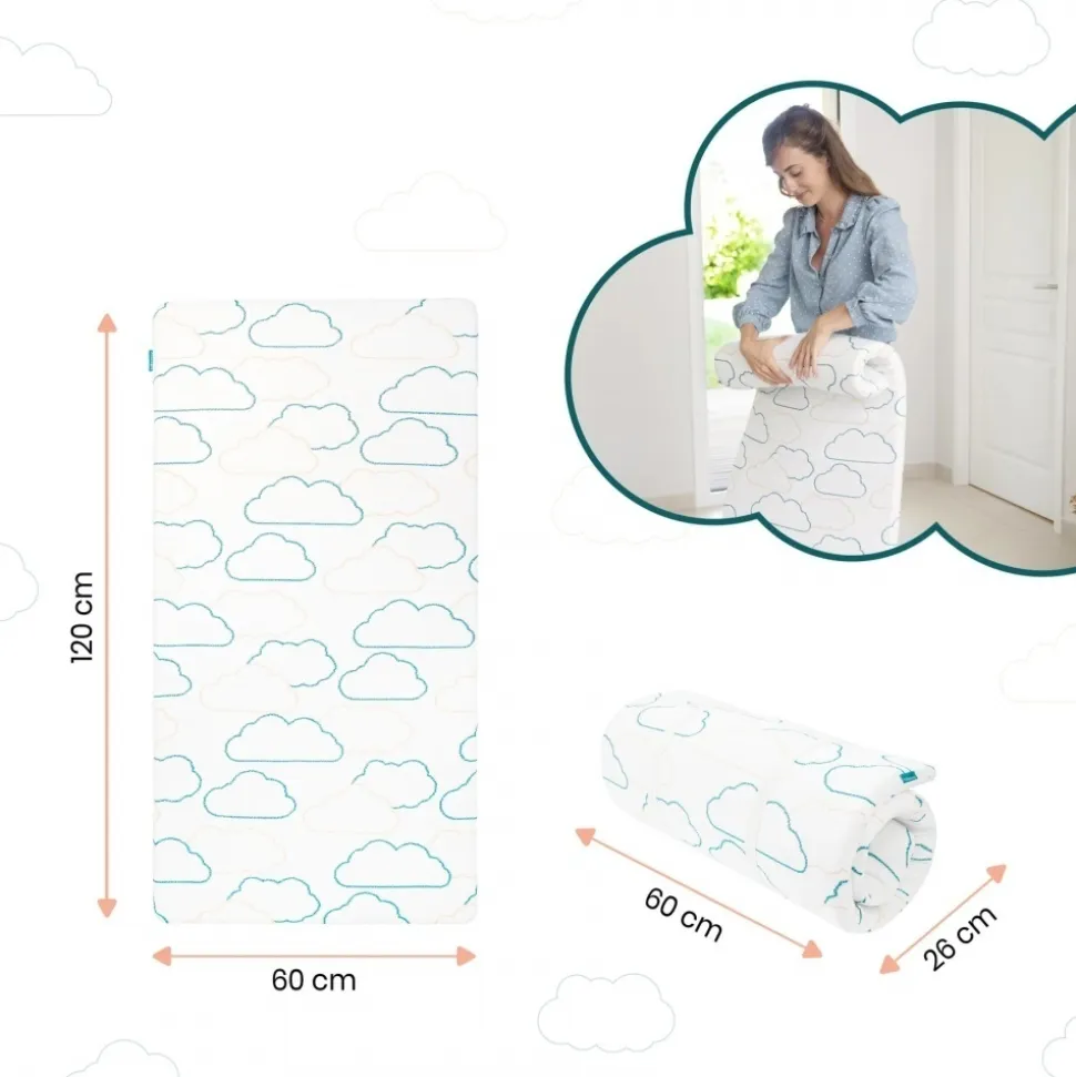 Matelas de voyage cosy'lite blanc motif nuage