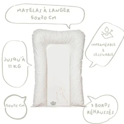 Matelas à langer flocons greenland lapins - 50x70cm