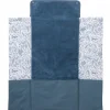 Matelas à langer nomade avec poches gaze de coton imprimé forêt / pierre bleue