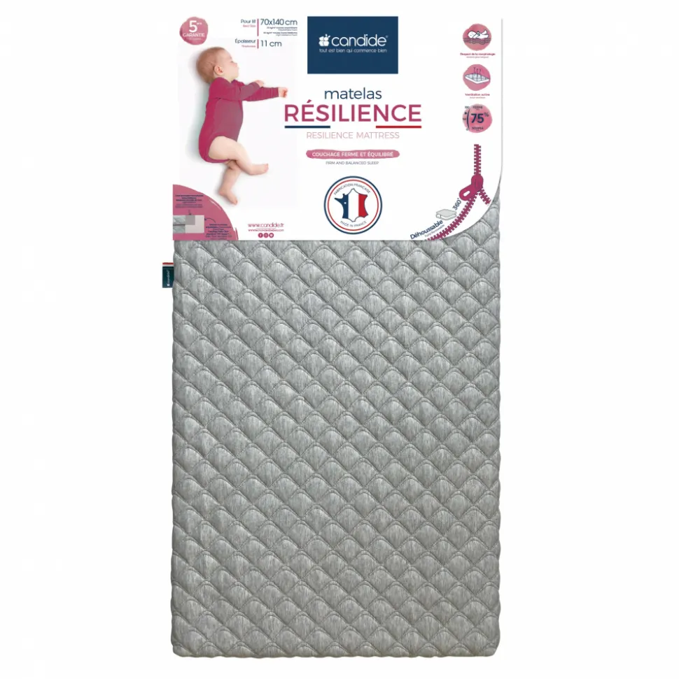Matelas résilience déhoussable 360° 70x140x11 cm