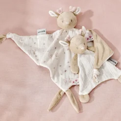 Maxi doudou fanfan biche gaze de coton blanc/sable fanfan