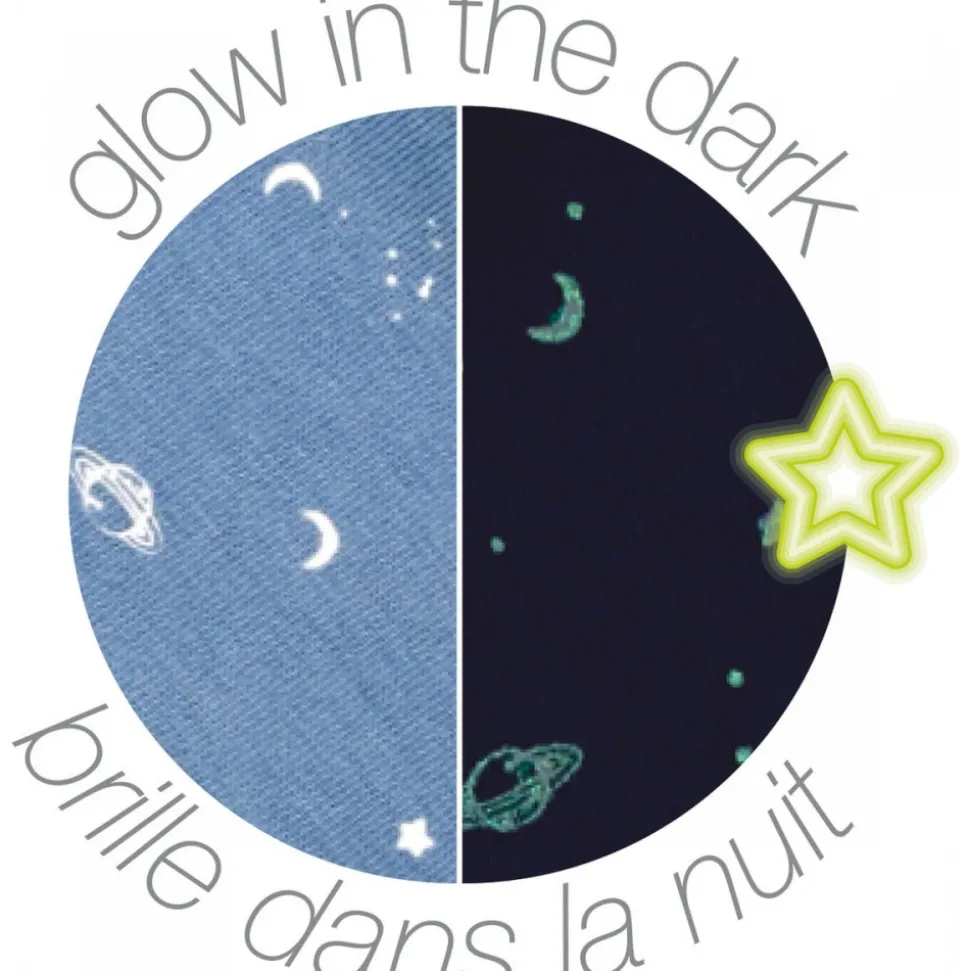 Maxi doudou lapidou phosphorescent glow avec motif imprimé bleu pastel