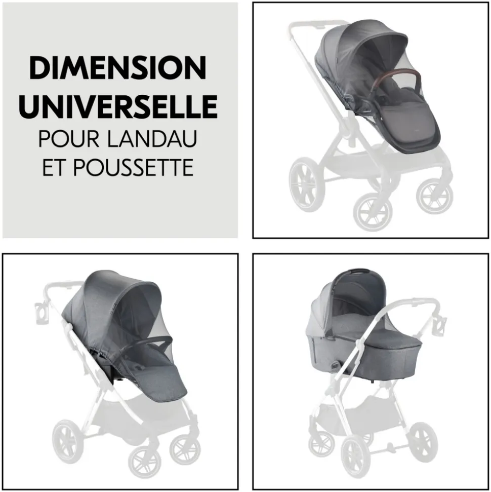 Moustiquaire universelle pour poussette grey