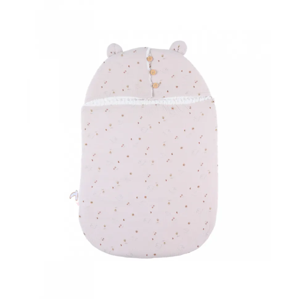 Nid d'ange mousseline de coton et sherpa bali, moka & snow