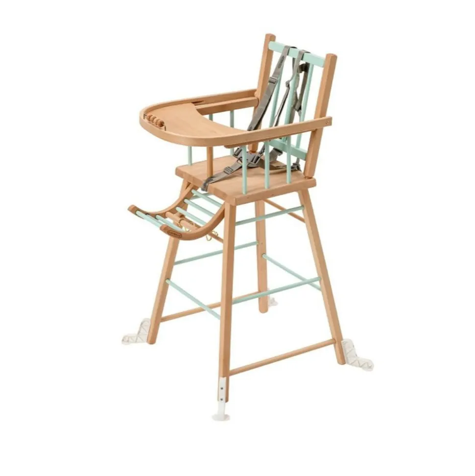 Pack chaise haute andré hybride vert mint et sa tablette blanche