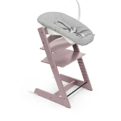 Pack chaise haute tripp trapp hêtre mauve + newborn set
