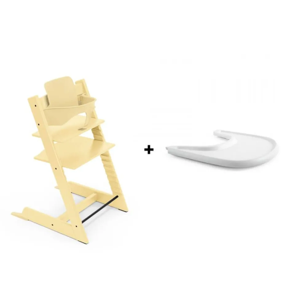 Pack chaise haute tripp trapp avec son baby set et sa tablette lemon yellow