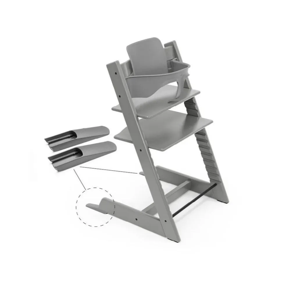 Pack chaise haute tripp trapp avec son baby set et sa tablette gris tempête