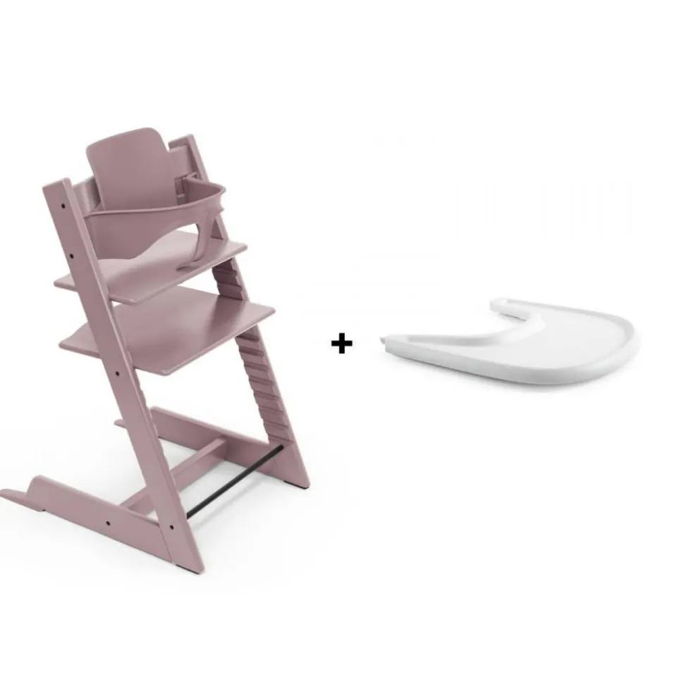 Pack chaise haute tripp trapp avec son baby set et sa tablette mauve