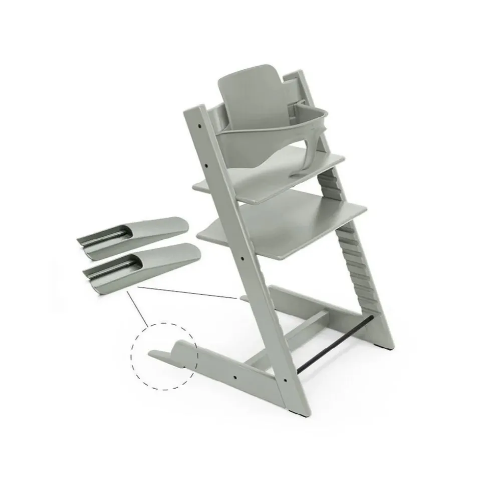 Pack chaise haute tripp trapp hêtre blanchi + newborn set gris