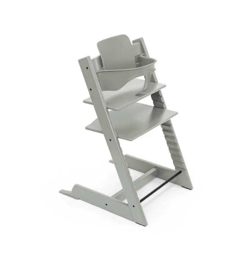 Pack chaise haute tripp trapp hêtre blanchi + newborn set gris