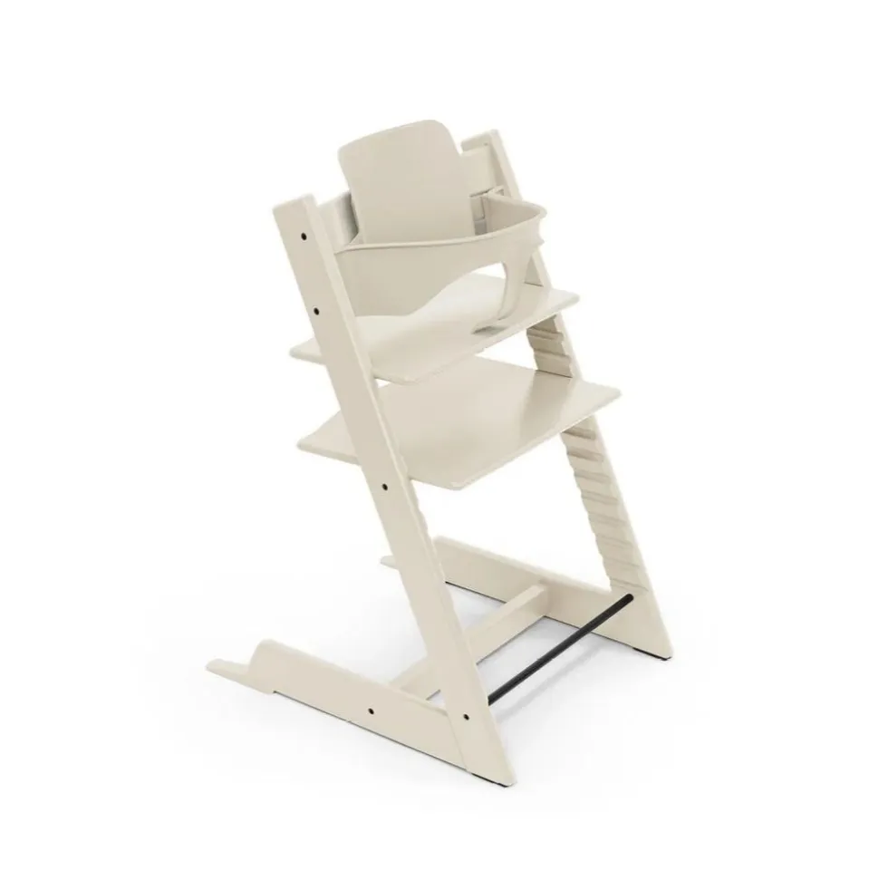 Pack chaise haute tripp trapp hêtre vanilla white + newborn set gris