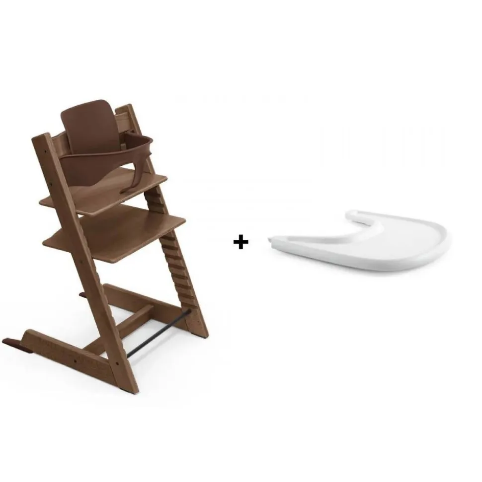 Pack chaise haute tripp trapp avec son baby set et sa tablette - warm brown