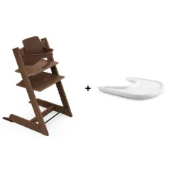 Pack chaise haute tripp trapp + baby set + tablette chêne brun chaud