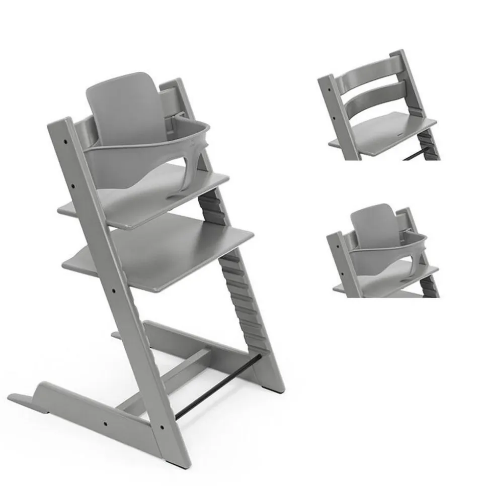 Pack chaise haute tripp trapp et son baby set gris tempête