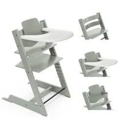 Pack chaise haute tripp trapp avec son baby set et sa tablette glacier green
