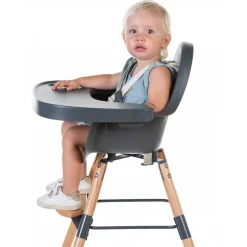 Pack chaise haute évolutive evolu 2 grise + tablette grise