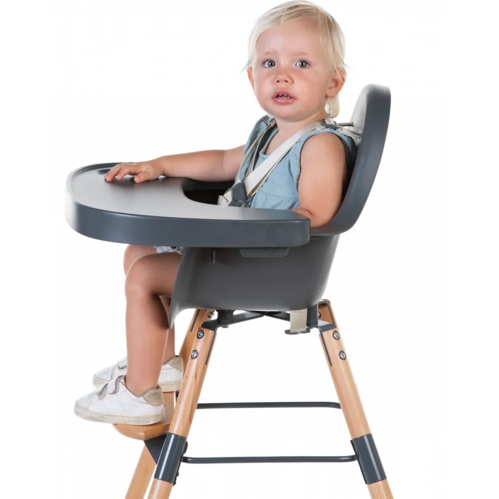 Pack chaise haute évolutive evolu 2 grise + tablette grise