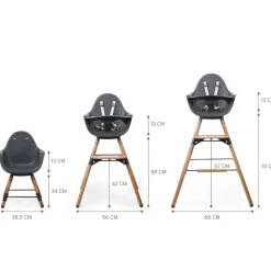 Pack chaise haute évolutive evolu 2 grise + tablette grise